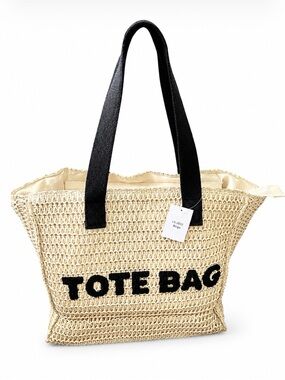 CREAM WOVEN STRAW LINED TOTE BAG